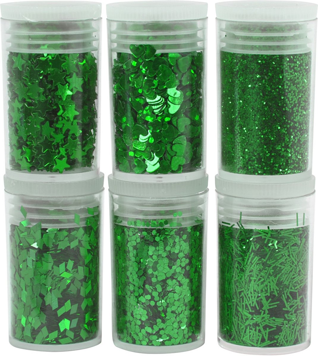 Metallic Glitter, groen, 6x5gr [HOB-28465]